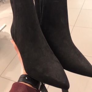 H&M black suede bootie heels